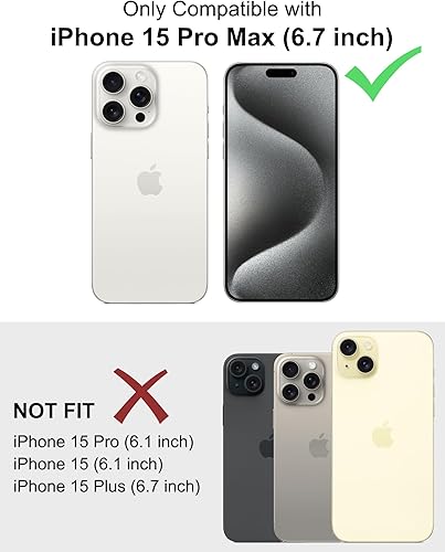 Miniatura 2 de Funda compatible con iPhone 15 Pro Max (6.7 pulgadas), funda translúcida mate para hombres, mujeres, niñas, cubierta trasera delgada, color negro