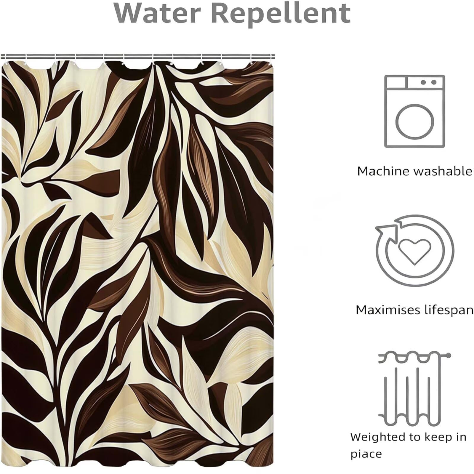 braun Duschvorhang, 150x180cm Duschvorhang Badewanne L-280