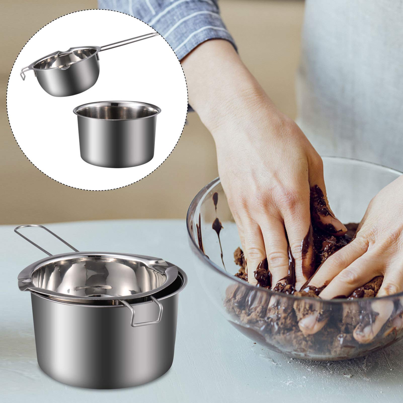 Milisten 1 Juego de Olla de Acero Inoxidable para Baño María para Derretir Velas de de Cera de Chocolate Que Hacen 400 Ml