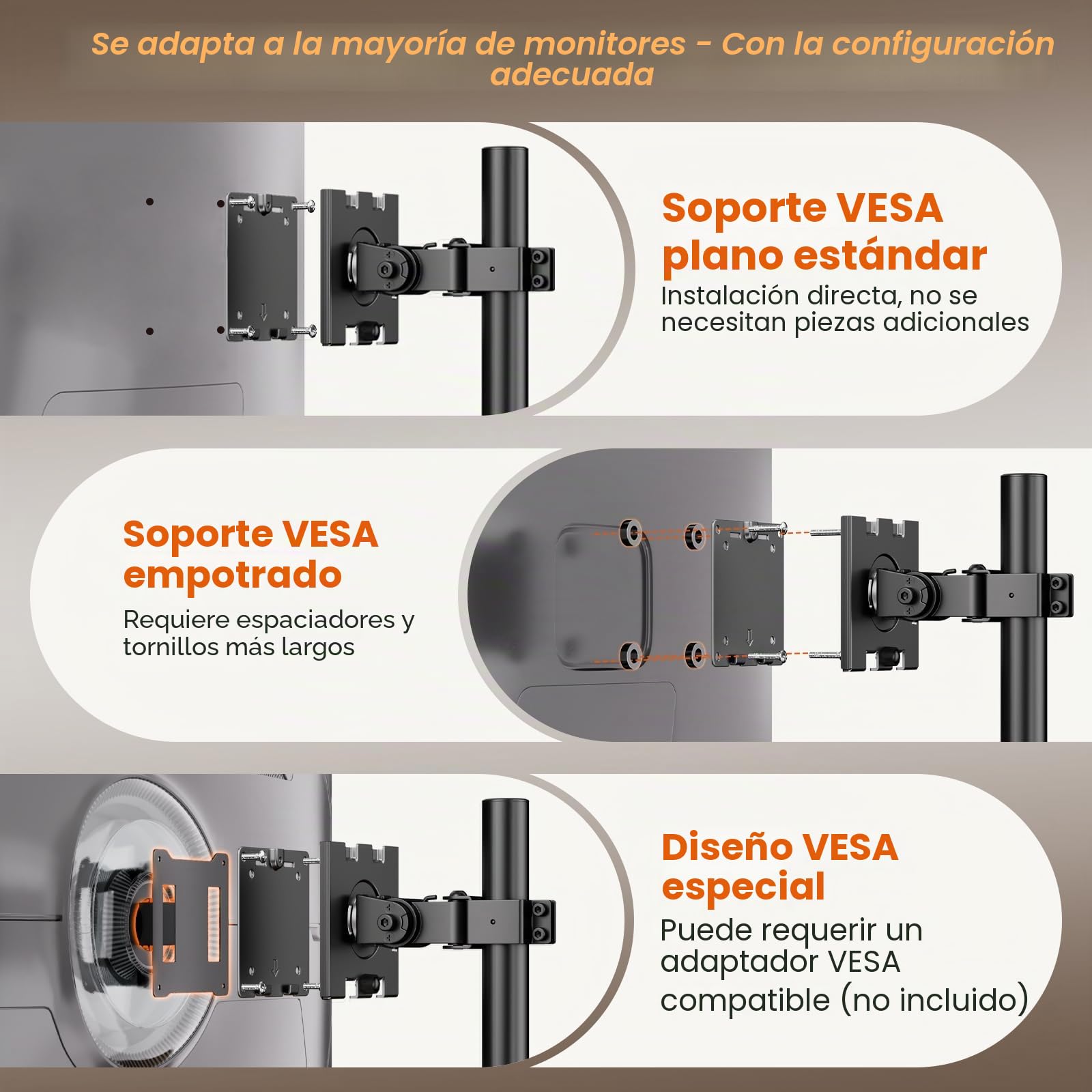 Soporte para monitor de 2 monitores uno encima del otro para 17-49 pulgadas, pantalla apilable vertical, postura independiente, altura ajustable, máx. 20 kg por brazo, VESA 75/100 mm, negro