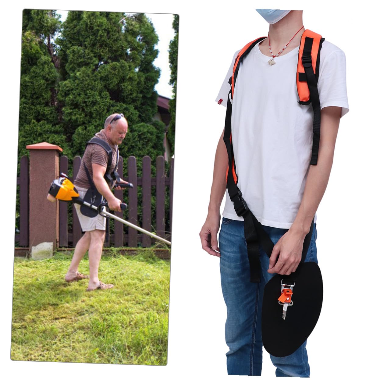 SHINEOFI de Hombro Acolchado para Desbrozadora con Cinturón Ajustable Ergonómico para Cortacésped y Podadora Distribuye Peso y Reduce Fatiga Hombros y Cuerpo