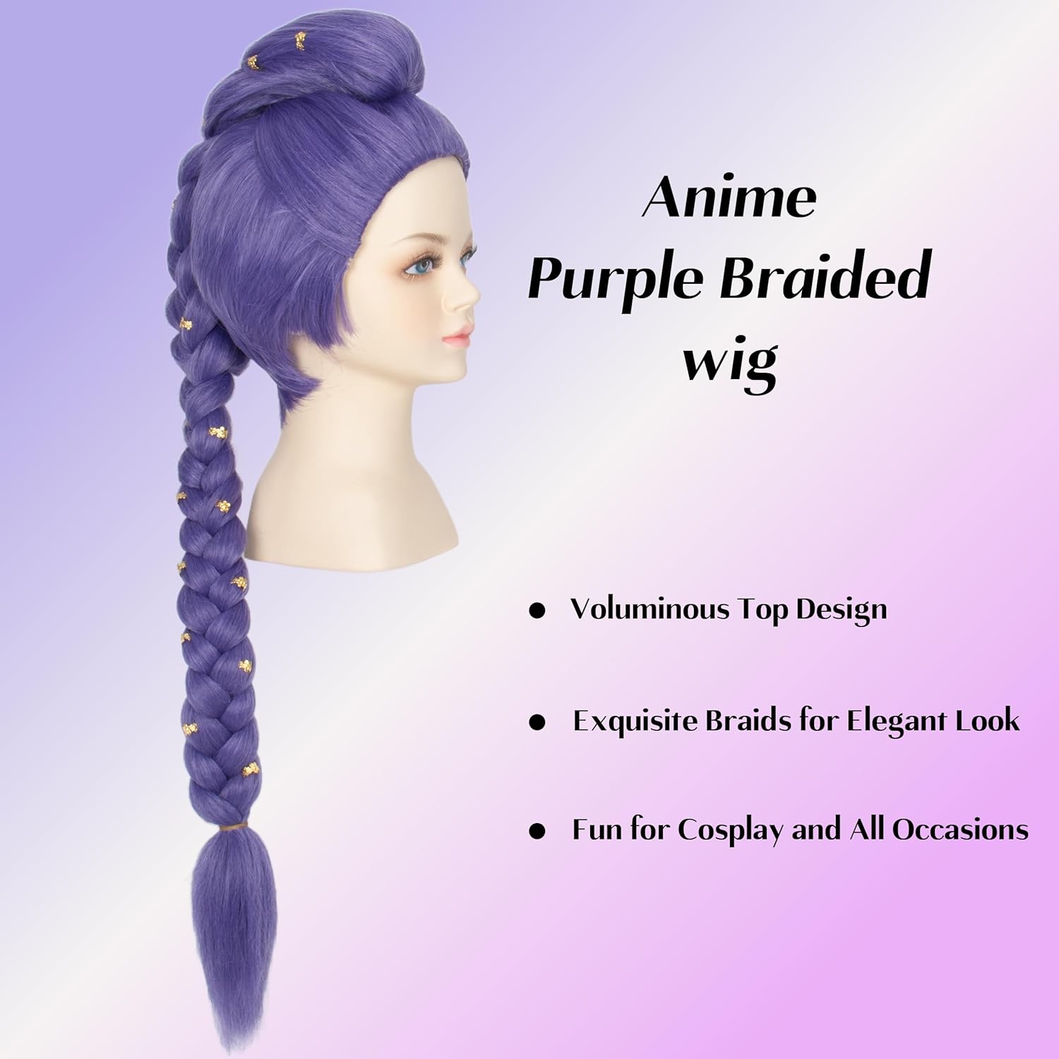 Miss U Hair Extra Long Purple Braided Cosplay Wig 33.5inch Long Purple Braided Ponytail Hair Wigs for Halloween Costume