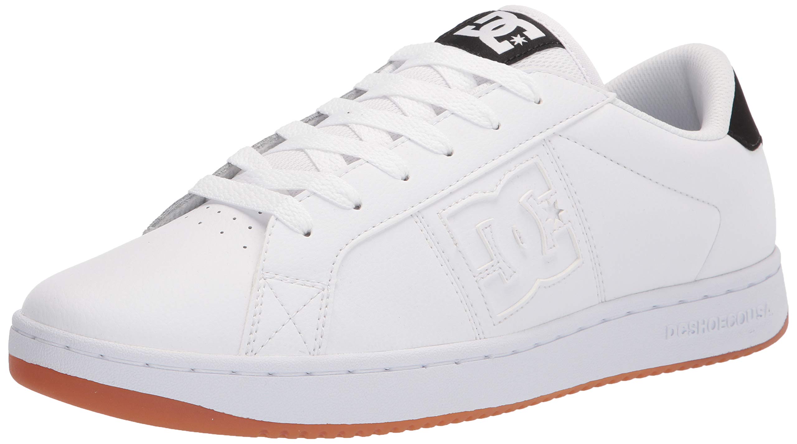 DC mens Striker Skate Shoe, White/Black/Gum, 3.5 US