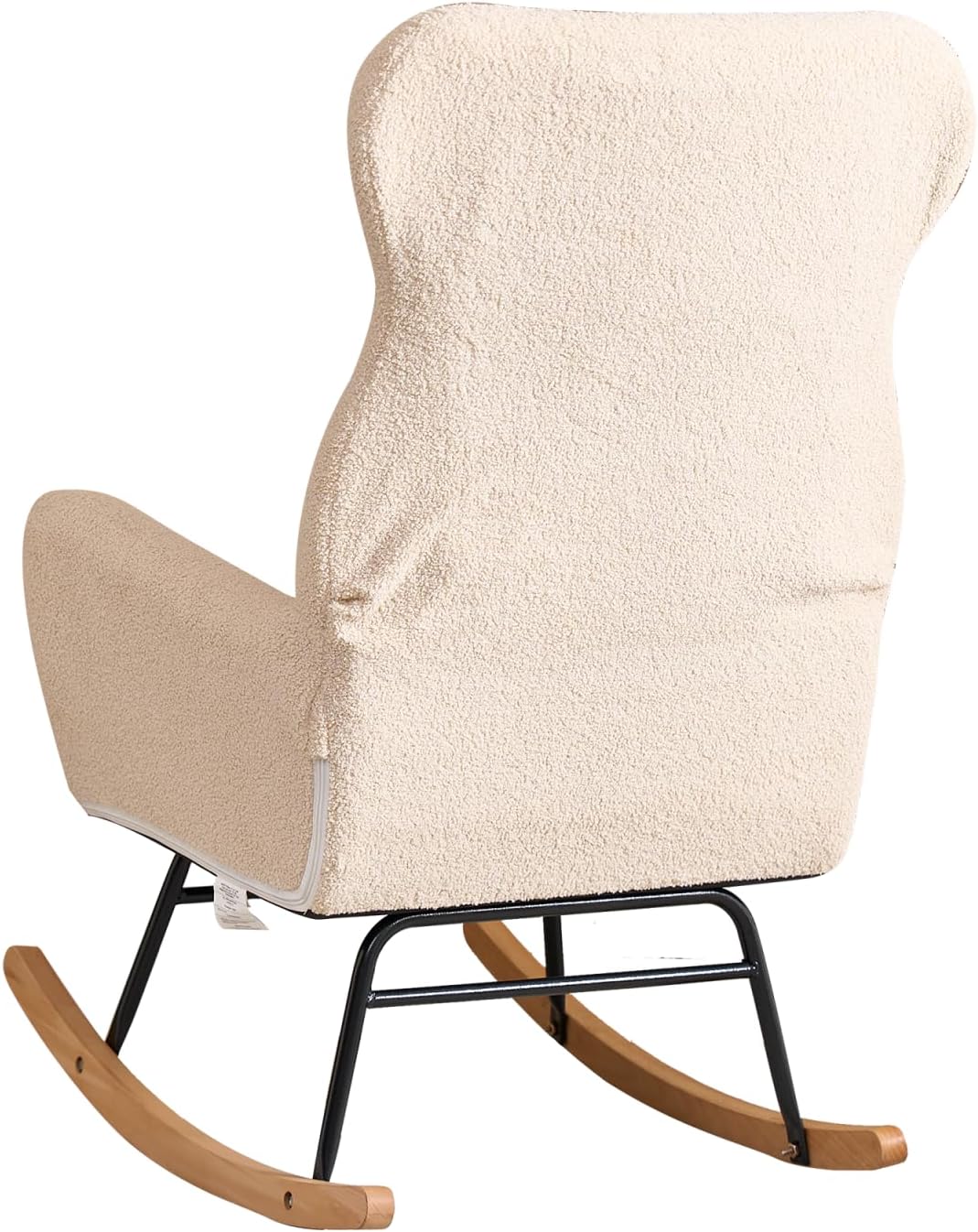 Modern Rocking Chair 29.1W x26.7D x40.1 H, Teddy Material Comfort Arm Rocker with High Backrest, Ergonomic Lounge Armchair,Easy Assembly, Folded Packaging for Living Room Bedroom