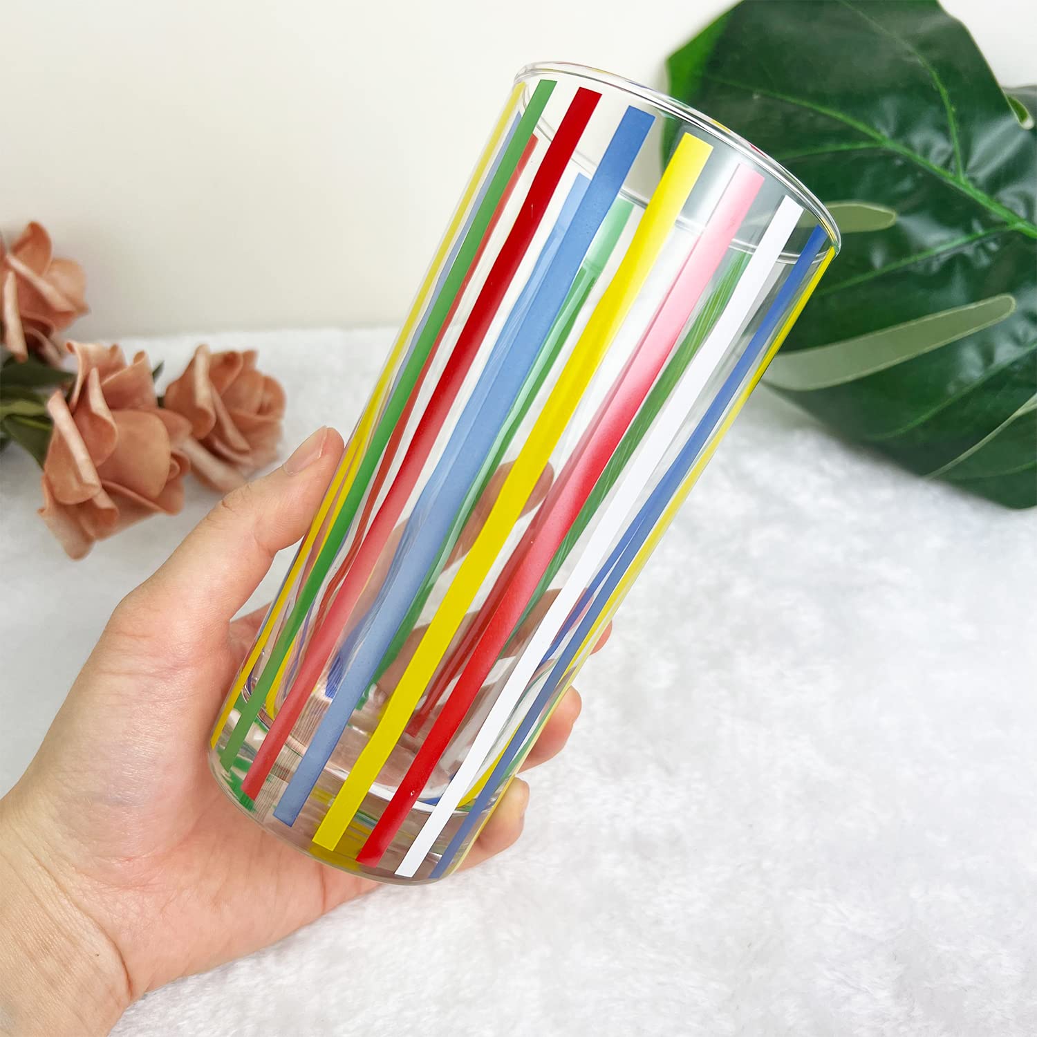Set di 6 bicchieri highball in vetro per acqua, succo, latte, cocktail, vino, birra, bevande miste, lavabili in lavastoviglie, riutilizzabili, 400 ml