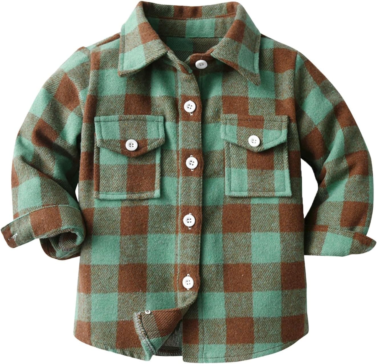 Toddler Flannel Plaid Shirt Jacket Long Sleeve Shirts Button Down T-Shirt Tops Baby Boys Girls Shacket Boys Fall Shirts