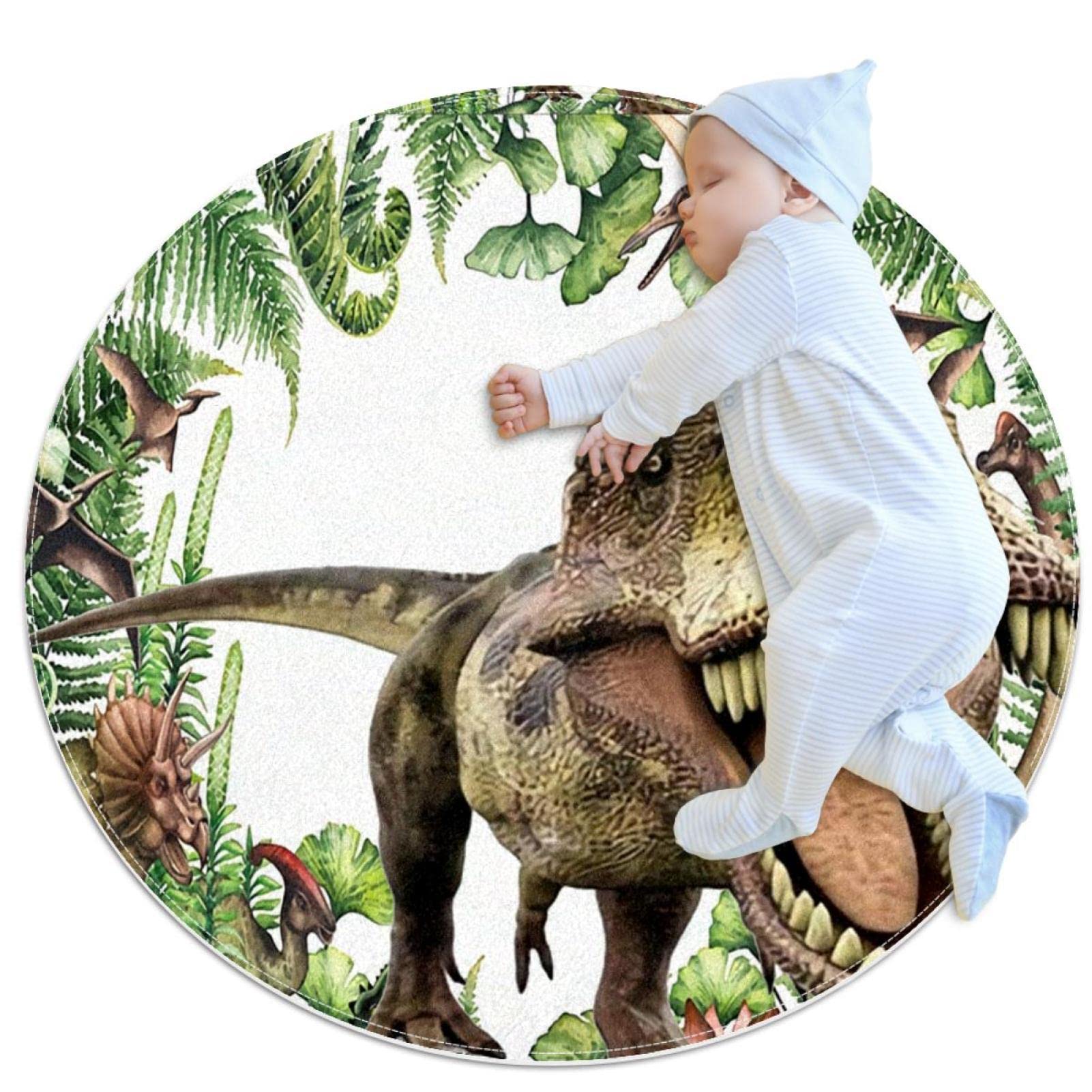 Tapis de chambre Tyrannosaure de la jungle rond 70cm antidérapant