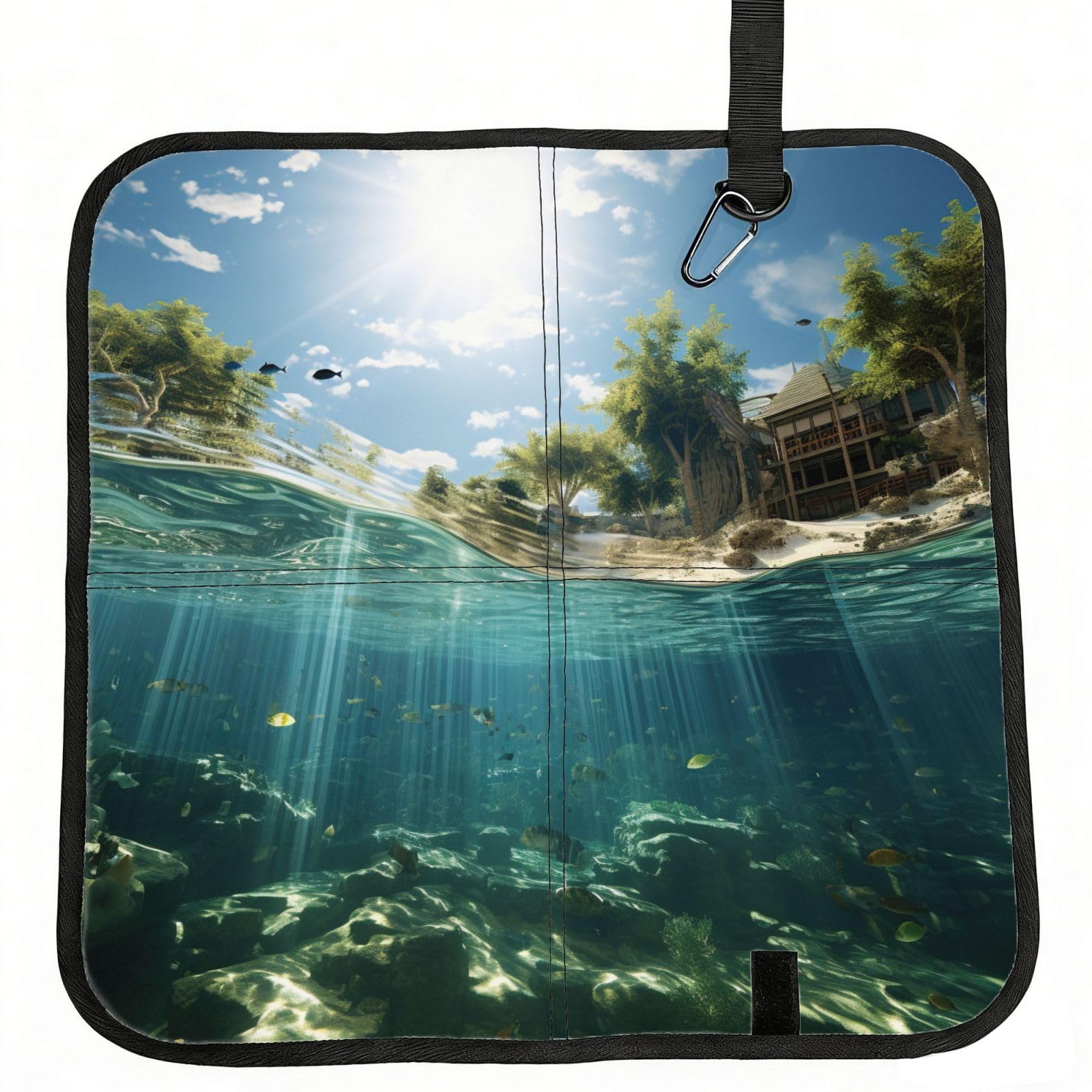 YGLHBDPBF Ocean Tropical Plants Print Camping seat cushion,Foldable Sitting Pads,Save Backpack Space for Hiking