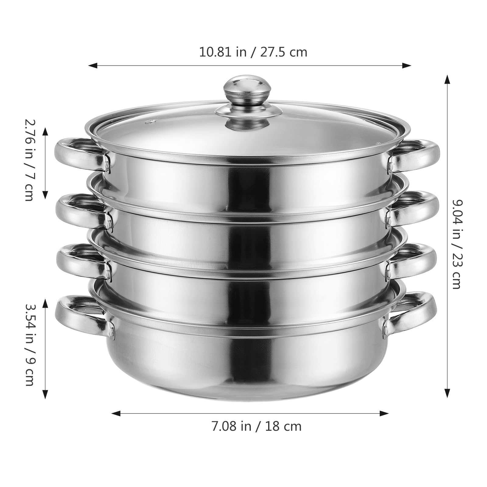 1pezzi Pentola Vapore in Acciaio Inox Resistente per Cottura Vapore Multifunzione con Coperchio Trasparente per Cucina Casalinga e Professionale
