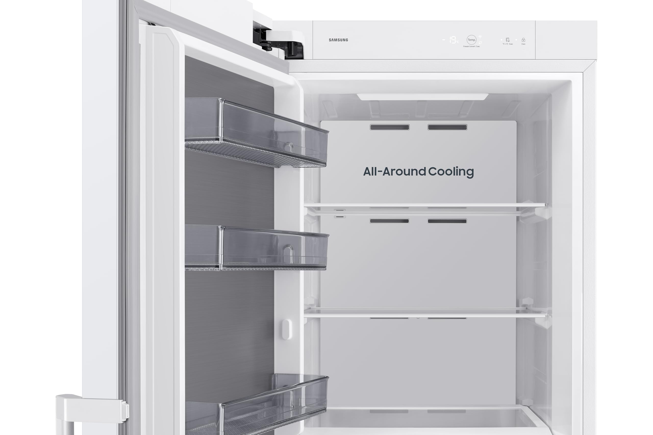 Samsung Congelador Vertical Bespoke AI 186cm All-Around Cooling 323L Clase E Blanco RZ70H32KEVEF