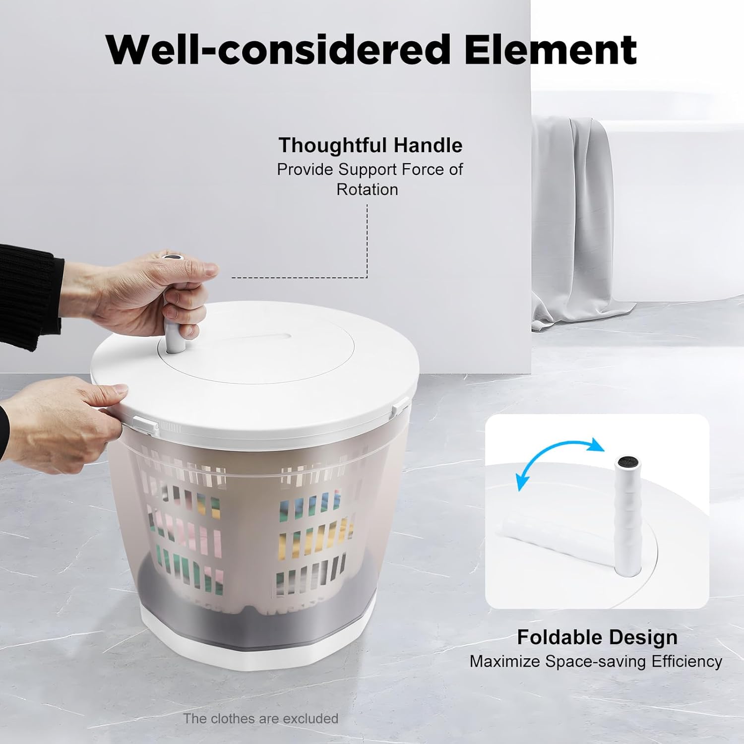 Manual Washing Machine & Hand Crank Non-Electric Washer, 2-in-1 Portable Spin Dryer with Compact Design, Manual Clothes Washer and Spinner for Camping RV Travel and Apartments