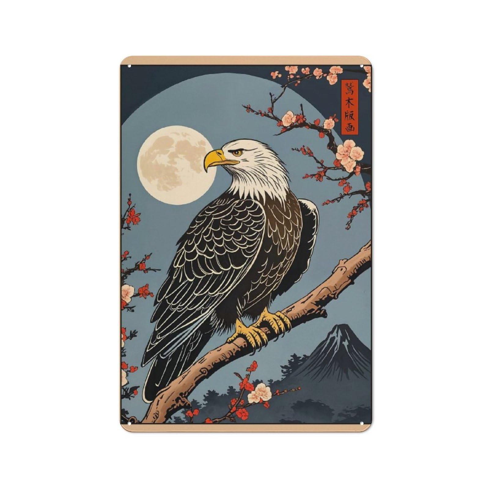 Junmoney Eagle Japanese Art Retro Metal Sign 30X20cm For Garage Wall, For Home Interiors And Metal Sign Collectors