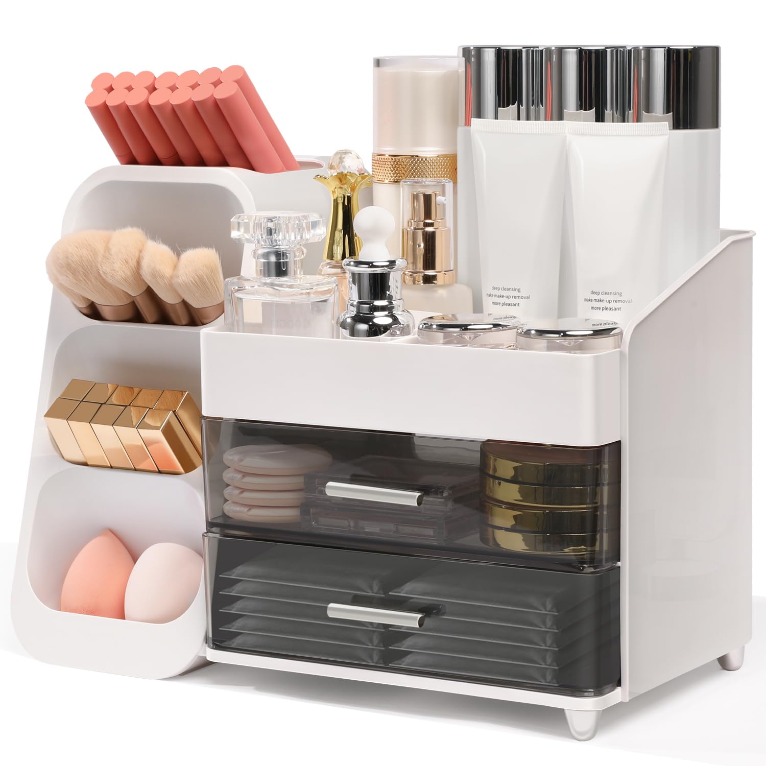 caktraie Bathroom Organizers and Storage - 3 Drawers 2 Tier Makeup Organizer, Cosmetic Storage Drawer for Dresser Counte — beauty deal on Shopping With Noya