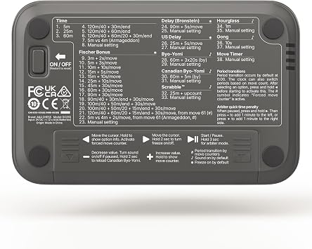 A&A Chess Clock, Digital Chess Timer with 38 Tournament Modes, Stylish Minimalist Design with Rocker, Portable Timer for Chess & Board Games (Black)