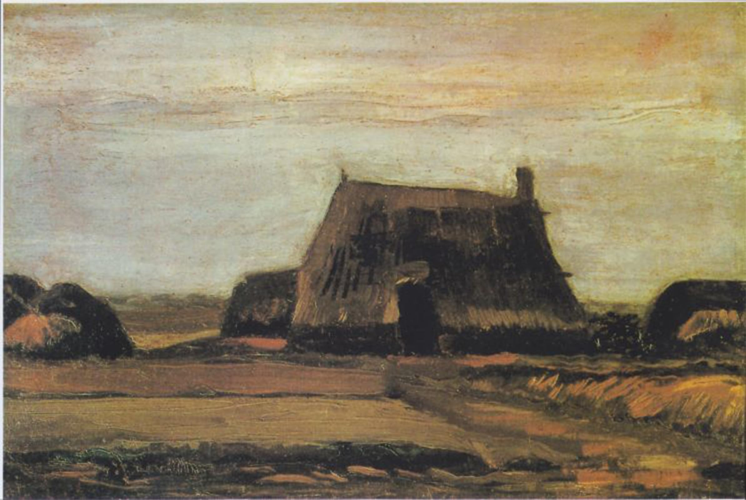 Lienzo de Van Gogh "Fattoria con torba tagliata", cuadros decorativos para salón y oficina 5