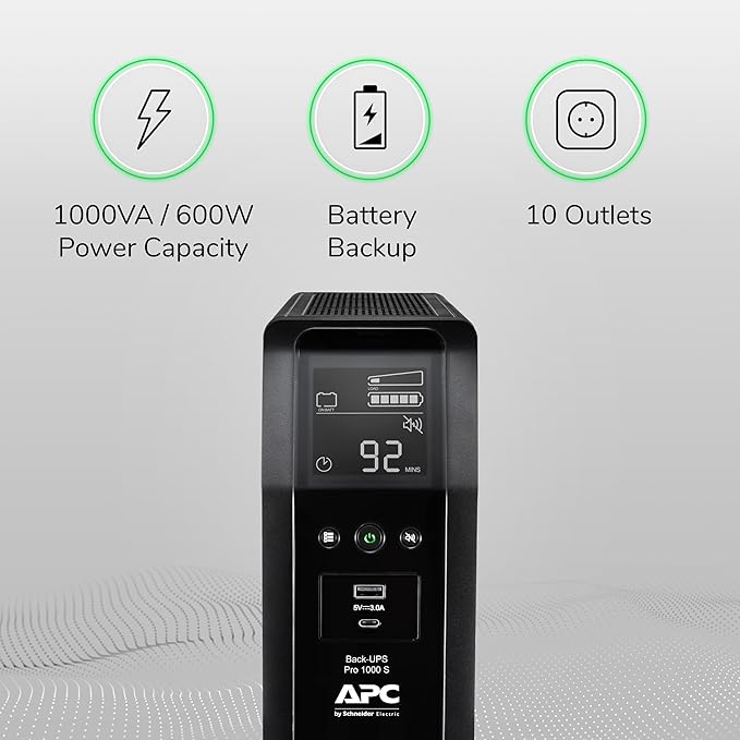 UPS APC Back-UPS Pro 1000VA 600W 10 Tomacorrientes LCD miniatura 5