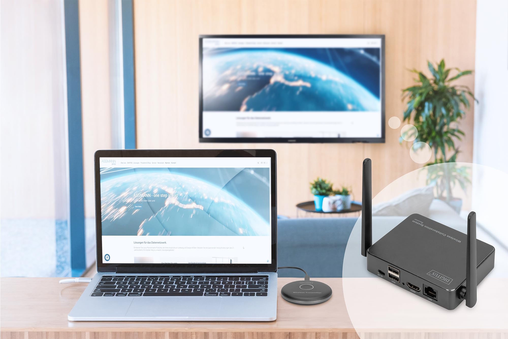 DIGITUS Click & Present Pro – HDMI-Transmitter zur Erweiterung von DS-55317 | HDMI-Sender Einheit – Keine Treiber erforderlich – Echtes Plug and Play – Schwarz