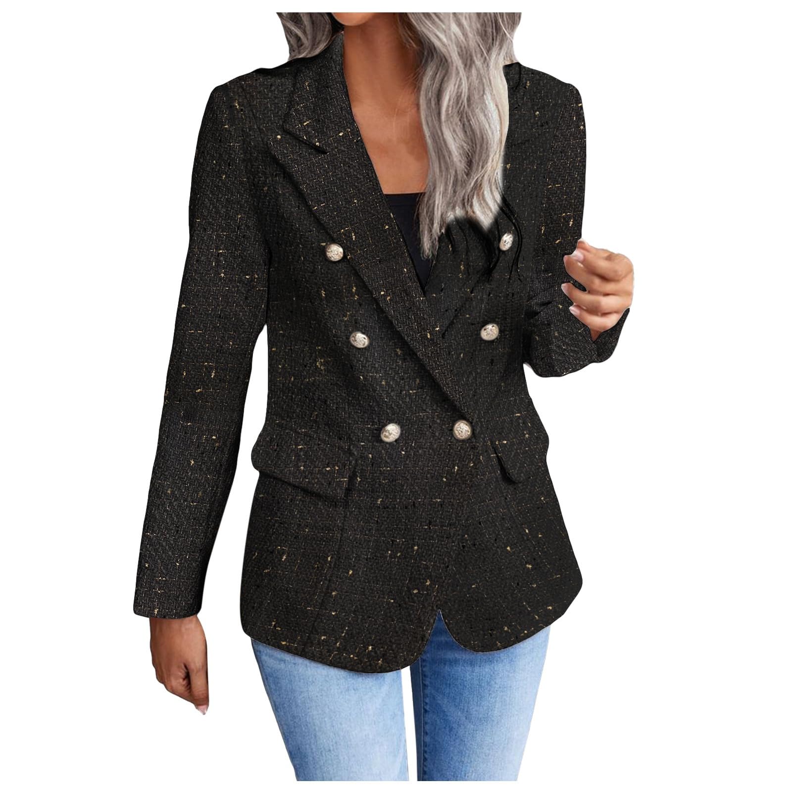 Blazer Damen Sportlich, Jackett Frühling Sweatblazer, Vintage Bequem Blaser Jacke Damenblazer Frühjahr Regular Fit Open Front Einfarbig Blazer Anzug Frauen Festliche Kleidung Damen Große Größen