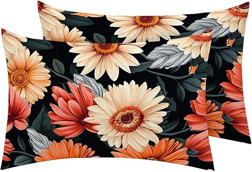 Miniatura 10 de Juego de 2 fundas de almohada retro de los años 70 de tamaño estándar, fundas de almohada de microfibra suave y transpirable con cierre de sobre,