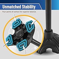 Vista 6 de TREKOLOGY Punta de bastón para caminar – Reemplazo de base cuádruple de pie para la mayoría de bastones para caminar, bastones plegables, cañas