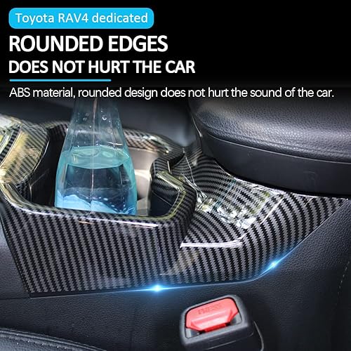 Miniatura 4 de Funda para portavasos de agua para consola central RAV4, compatible con accesorios Toyota RAV4 2023 2022 2020 2021 2019 ABS fibra de carbono