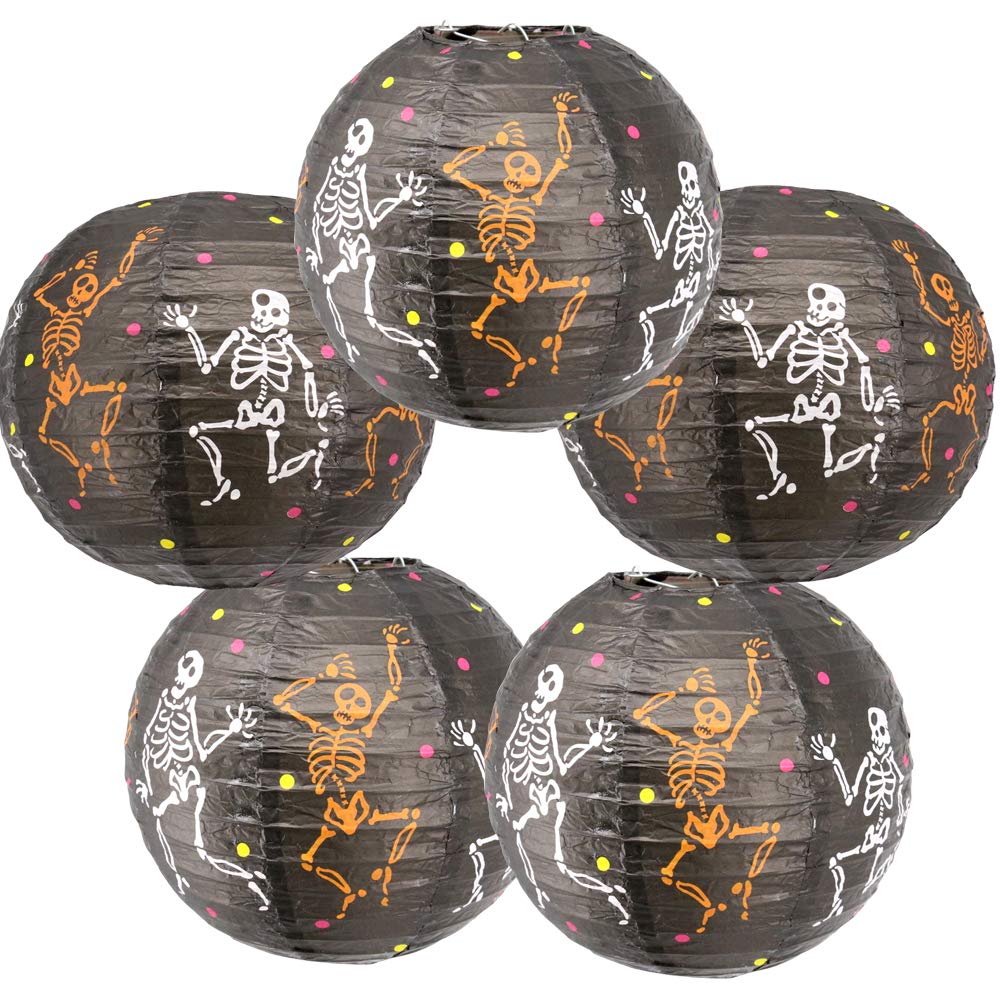 Time to Sparkle 5 Pack Tissue Paper Round Lanterns LampShade Lamp Shade Halloween Birthday Party Decoration | Lantern Skull, 8"(20cm) |
