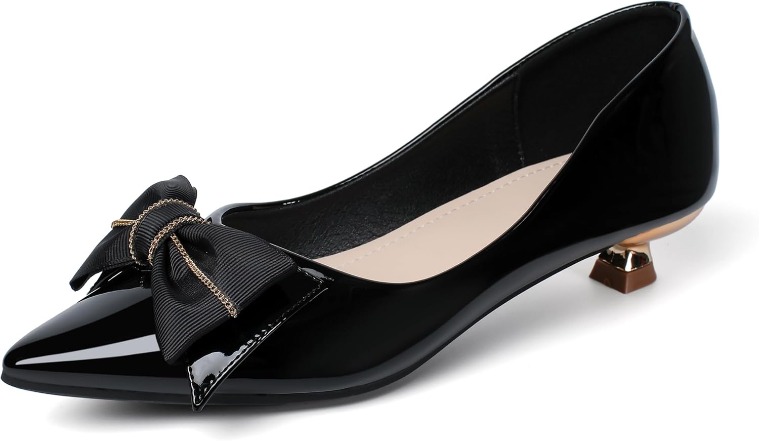 Womens Low Kitten Heels Dressy Shoes Work Comfortable Closed Toe Flower Slip on Formal Party Dance Heeled Pumps - Image 2