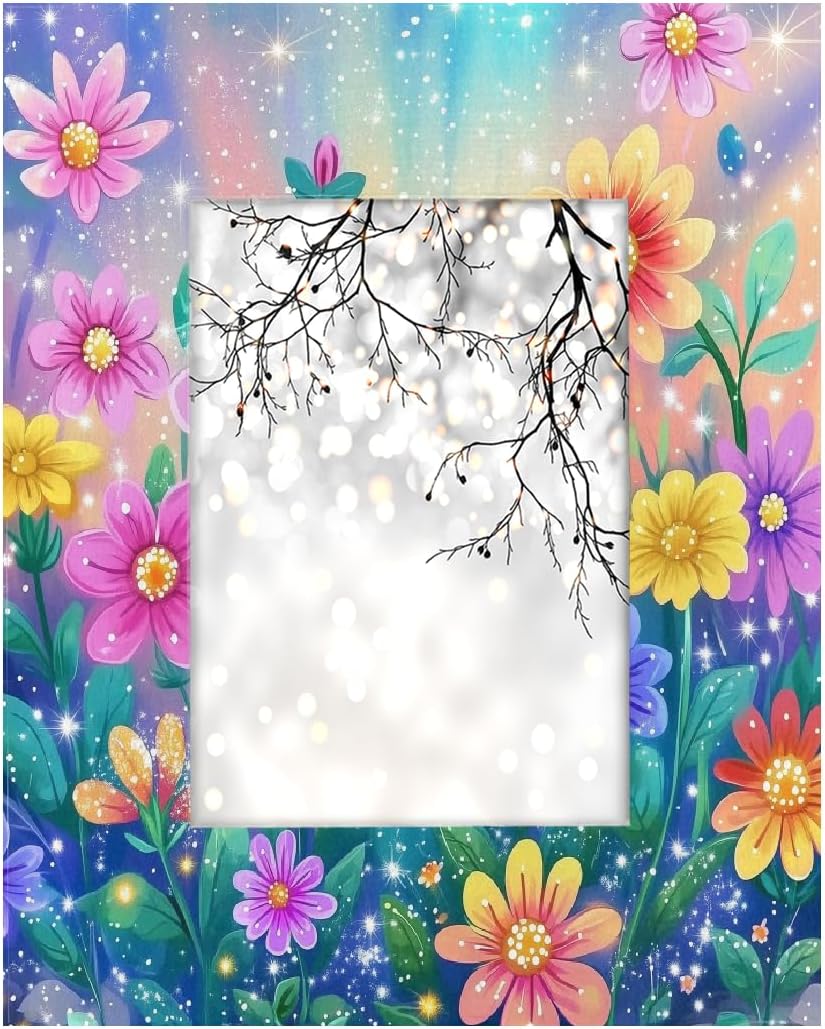OSAM SPACE Cartoon Art Flowers 5x7 Inch Picture Frames Decorative Photo Frame for Wall Hanging or Tabletop Display Acrylic Digital Picture Frame for Home Office Hotel