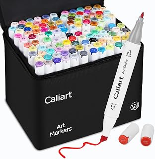 Caliart 121 Colors Alcohol Markers Dual Tip Art Marker Set Chisel & Fine | Permanent Colored Pens with Case for Beginners Artists Adults Coloring Book Sketch Illustration Painting School Supplies Gift