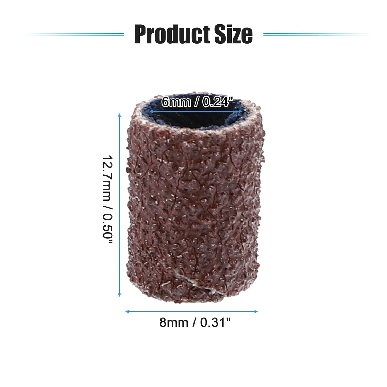 100 Pieces 60 Grit Sanding Bands Set with Free Box, Drum Sander Sanding Sleeves for Nail Sanding Tools Brown