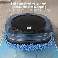 Vista 5 de Robot aspirador de limpieza húmeda, robot automático de trapeador de suelo con aspiradora de agua y trapeador (negro) - Carga USB