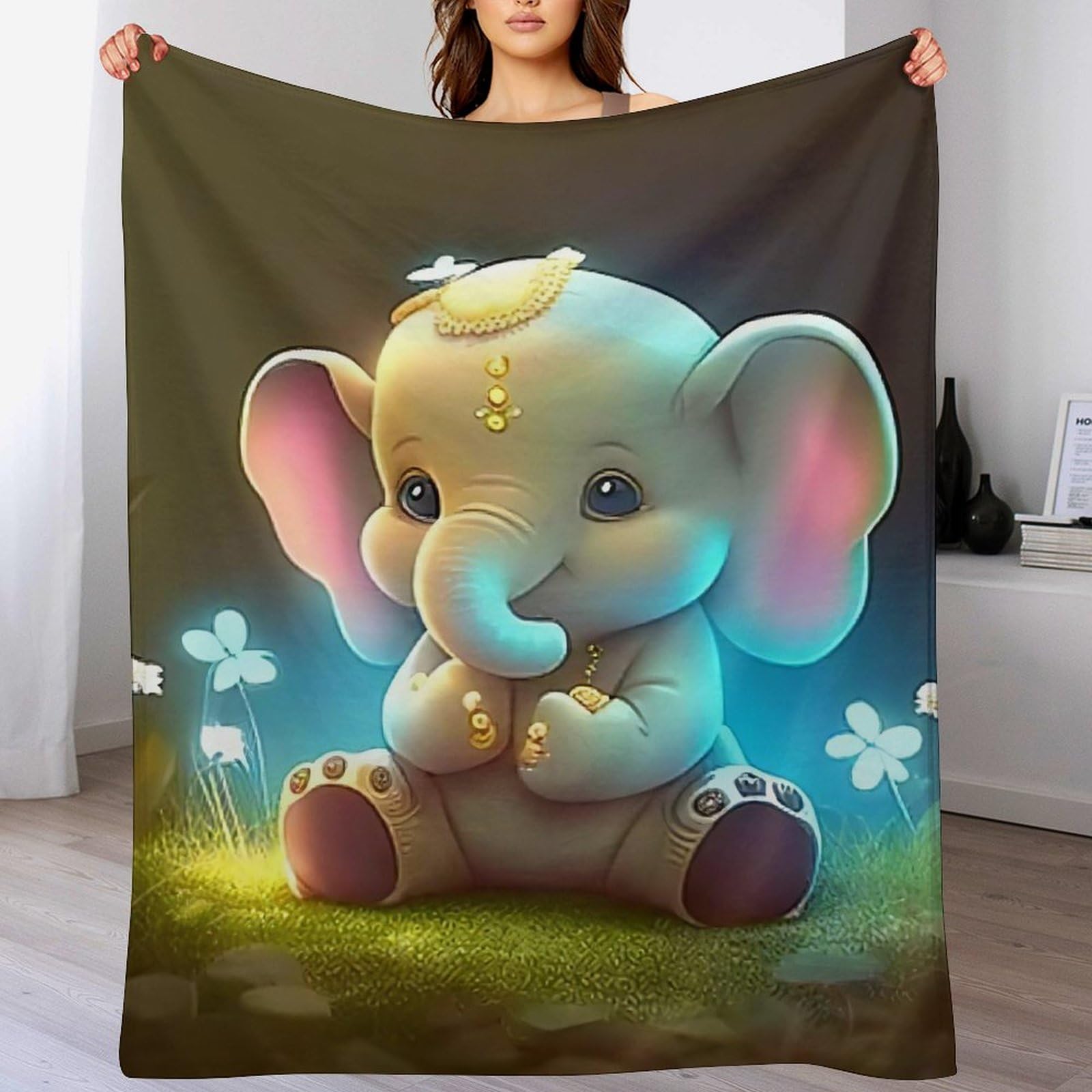 Couverture éléphant grand plaid chaud pour soirées cocooning au salon