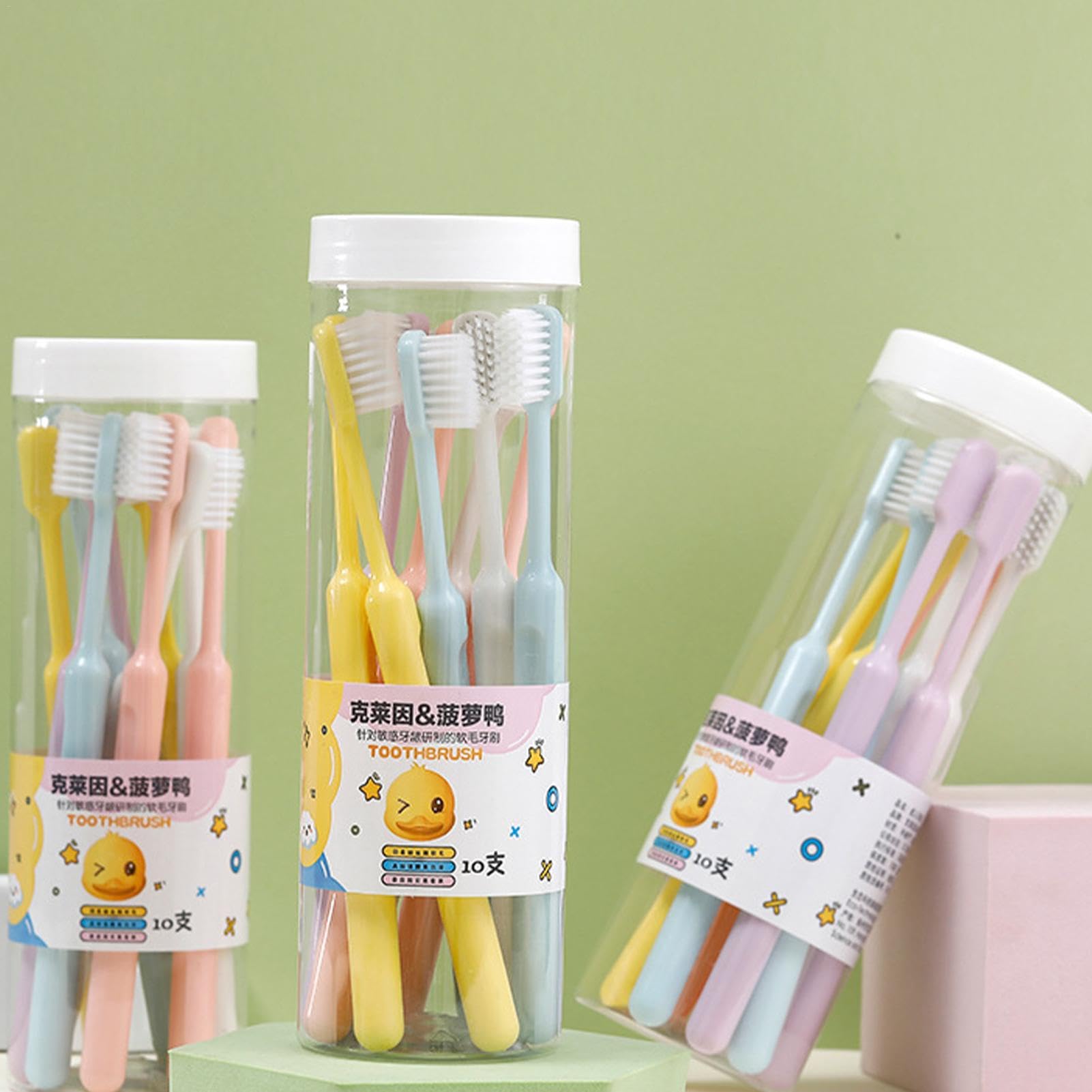 Spazzolino da denti di famiglia morbido, spazzolino da denti per la | famiglia | Spazzolino da denti da viaggio 10 pezzi Spazzolino da denti per la pulizia delicata,Set familiare con manico roton