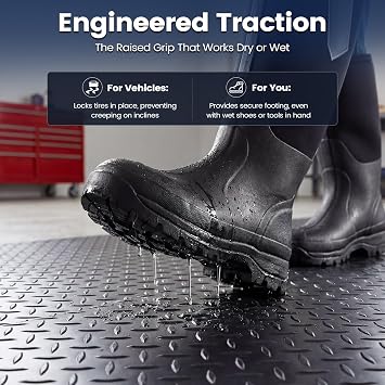 KRAOK Containment Mat, Garage Floor Mat 7.5x17ft, Stops Oil Stains & Mud Mess, 2mm Thickest PVC, Heavy Duty Waterproof Shield for Concrete, Easy Clean for Trucks, SUVs & Multi-Car Use - Black