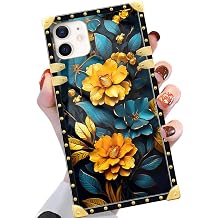Case Compatible with iPhone 12 Mini Case,Luxury Soft TPU & Hard PC Back for Girls Women,Shockproof Protective Cover,Golden Flowers