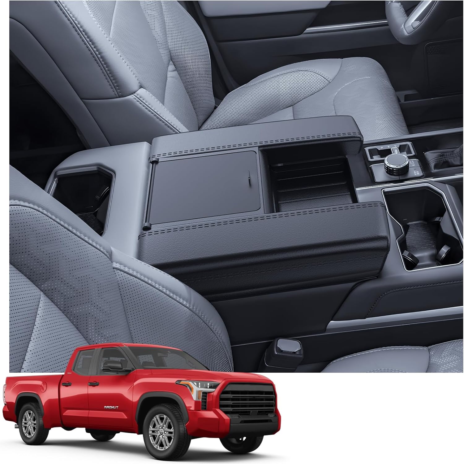 YEE PIN 2026 Toyota Tundra Console Cover Armrest Cover with Hidden Pocket for 2022-2026 Tundra Arm Rest Cover Full Protection for Toyota Tundra 2026 Accessories Silicon Soft Cushion Anti-Scratch