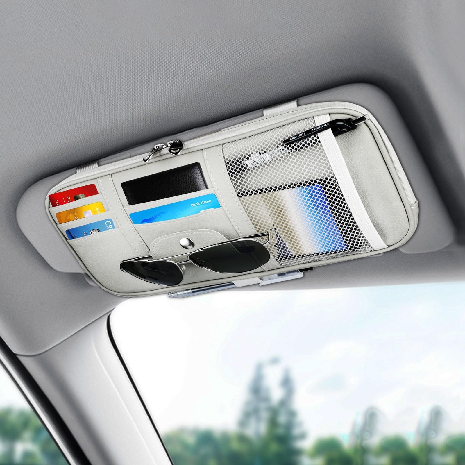 YMXFENBINGFAFAFA Car Sun Visor Organiser for Peugeot 208 II P21 2019-2026