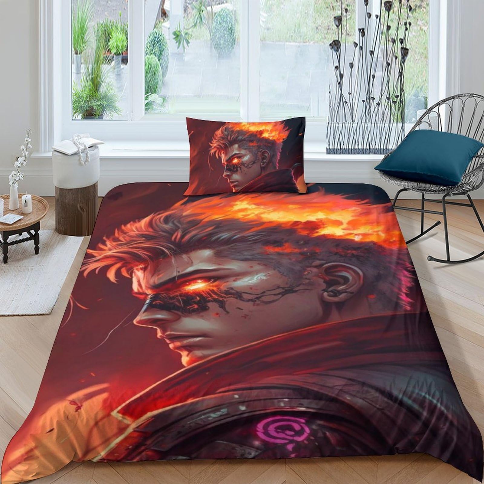 Housse de couette 3D Flame Boy 135x200 parure de lit microfbre 3 pièces