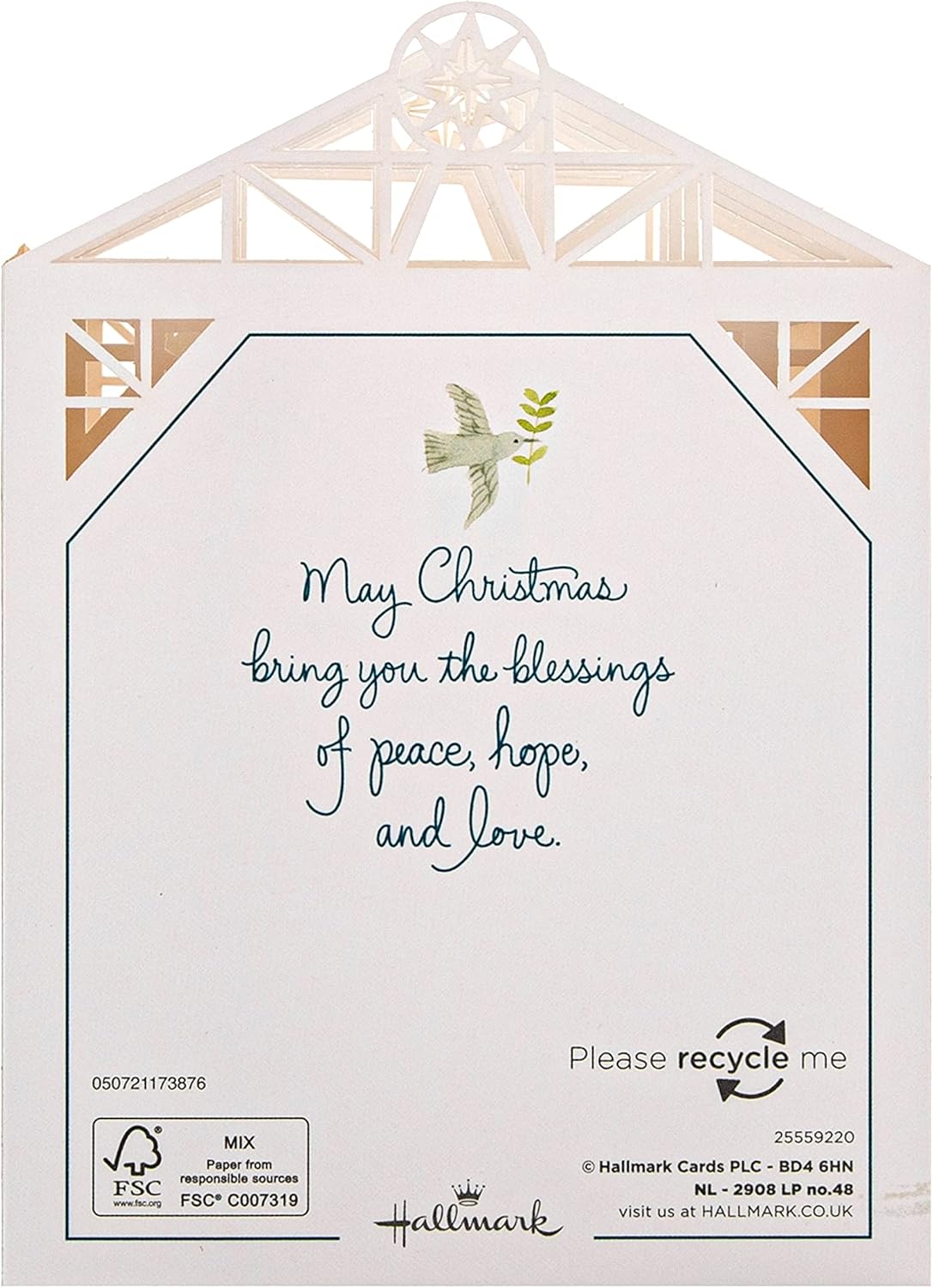 Hallmark Christmas Card - Traditional 3D Pop-Up All Is Calm Nativity Scene Design