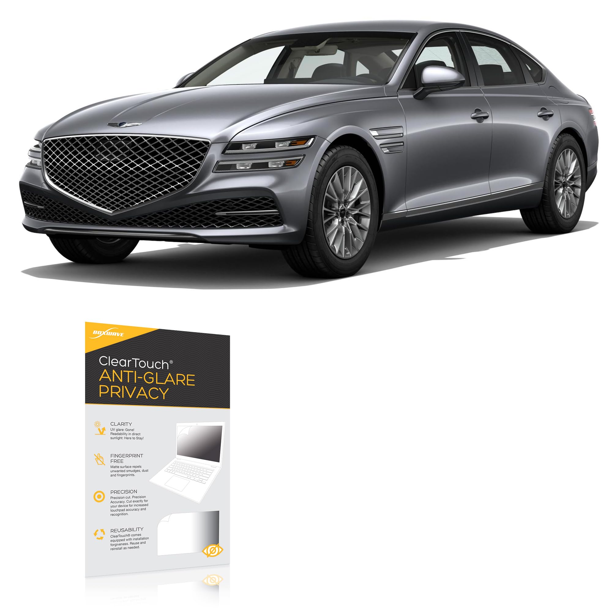 BoxWave Screen Protector Compatible With Genesis 2024 G80 Display (14.5 in) - ClearTouch Anti-Glare Privacy (2-Pack), Privacy Screen Protector Flexible Film Anti-Glare