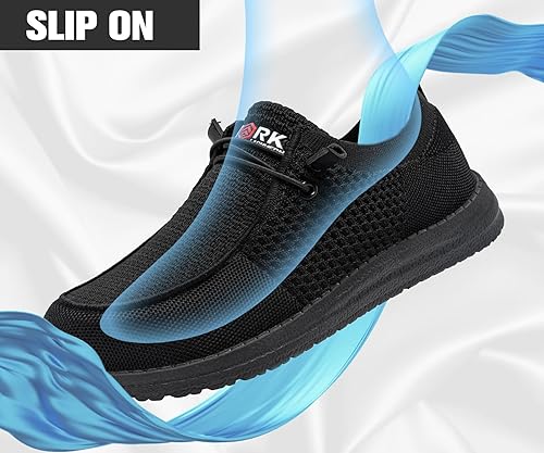 Miniatura 4 de LARNMERN Zapatos con punta de acero para hombre, ligeros, cómodos, para caminar, mocasines con punta de acero