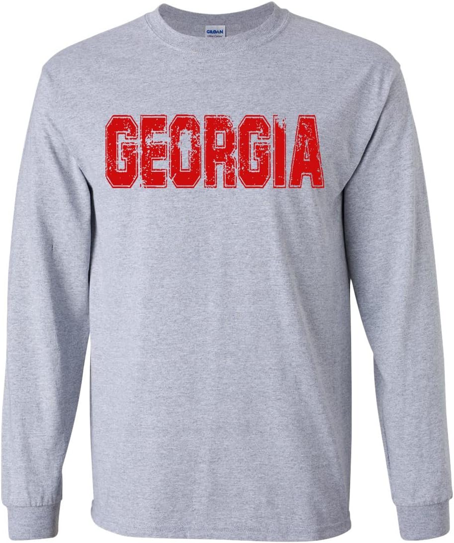 State Tshirt Football Team Color Distressed Football State Name Mens Long Sleeve T-Shirt Graphic Tee