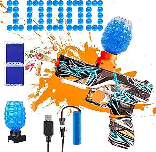 SUPER TOY Gel Blaster Gun Automatic Pistol with Rechargeable Battery and 10,000 Water Balls Electric Outdoor Target Games for Kids Boys