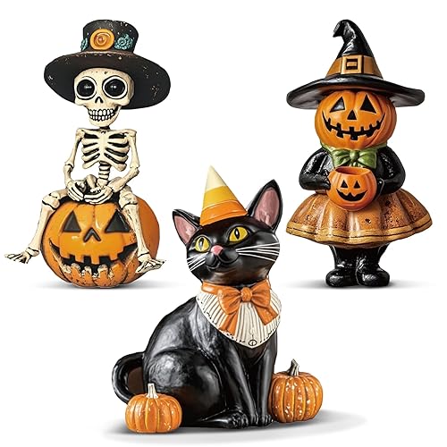 3 Pcs Flat Vintage Halloween Wood Decoration Indoor Halloween Wooden