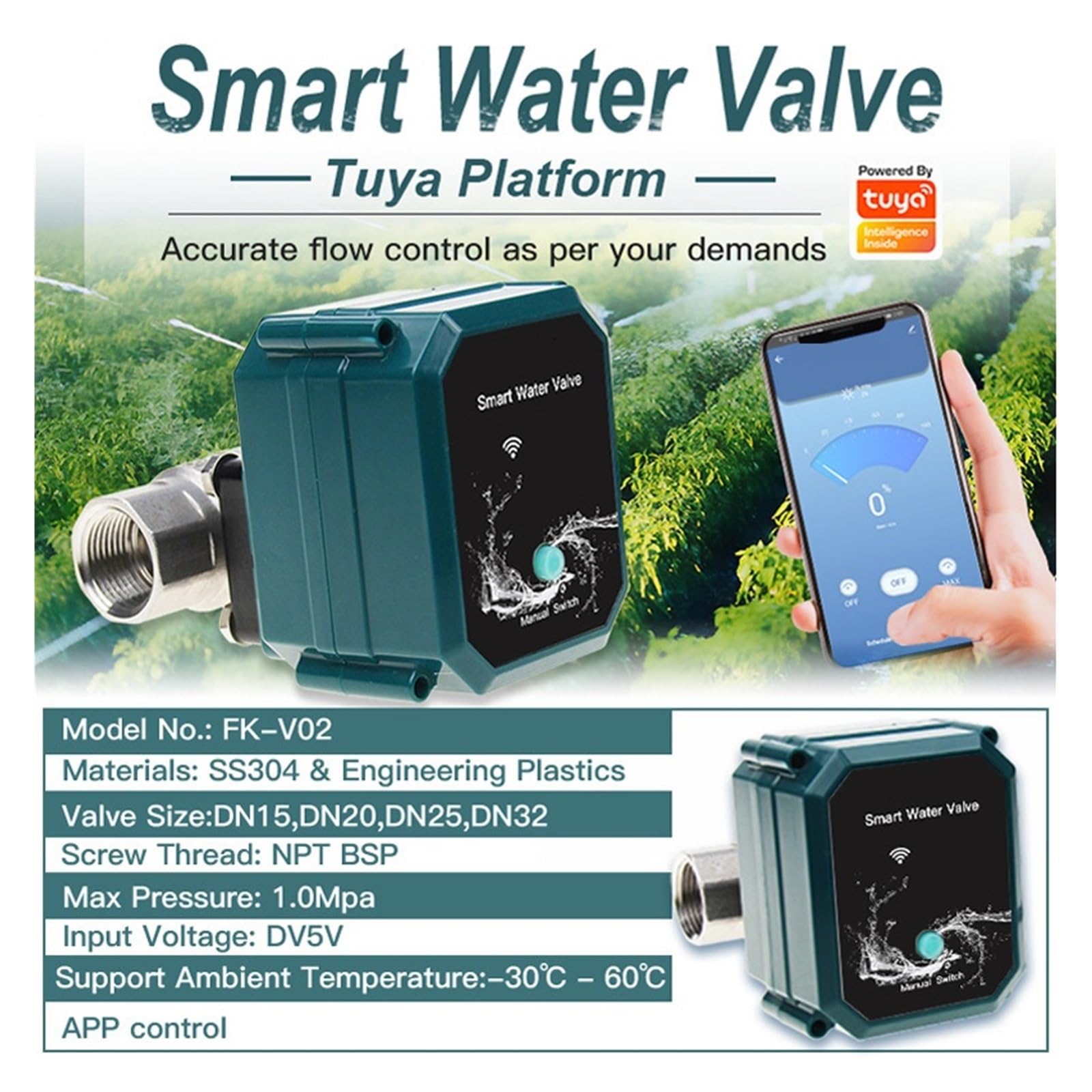 Tuya Zigbee-válvula De Agua WiFi, Controlador 0% A 100%, Control Inalámbrico Inteligente, Vida ConservacióN Del Agua(3.0 version,DN15)