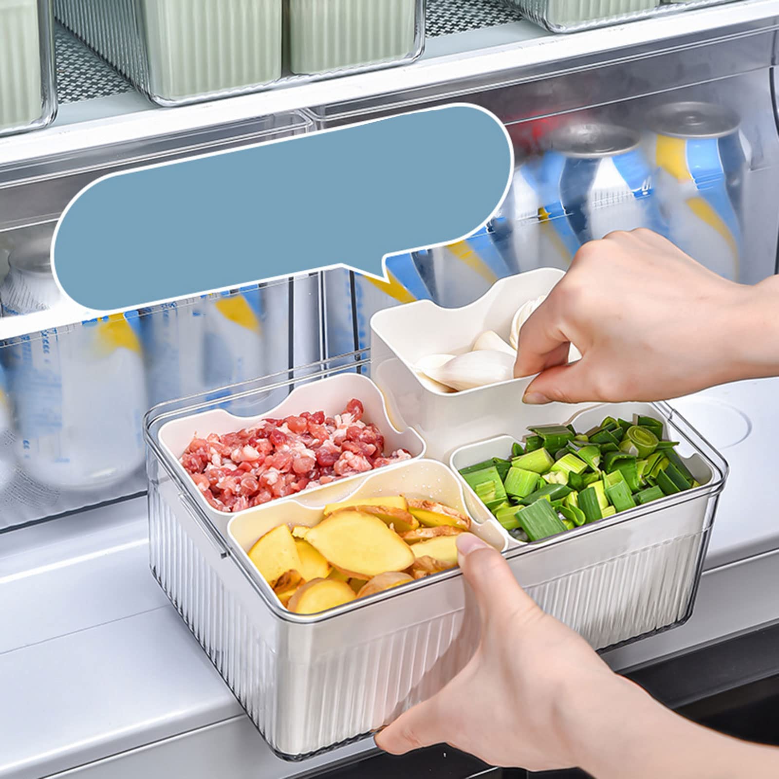 Amazon.co.jp: RALIYATX 4分割冷蔵庫ストレージボックス 蓋 