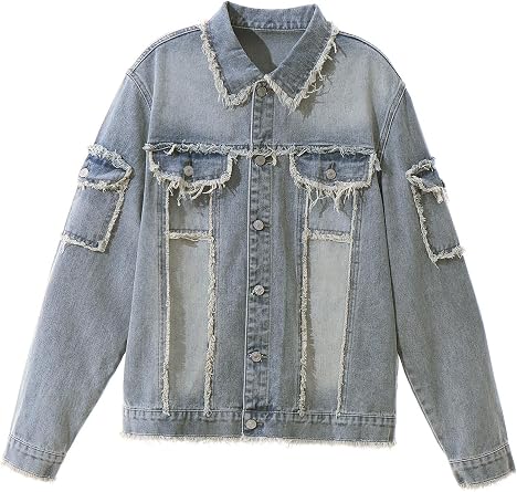 Men`s Classic Ripped Hip Hop Motorcycle Denim Jacket
