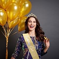 Vista 6 de SuPoo Kit de coronas de cumpleaños, banda y corona de cumpleaños, tiara de cumpleaños verde, corona de diamantes de imitación con peine