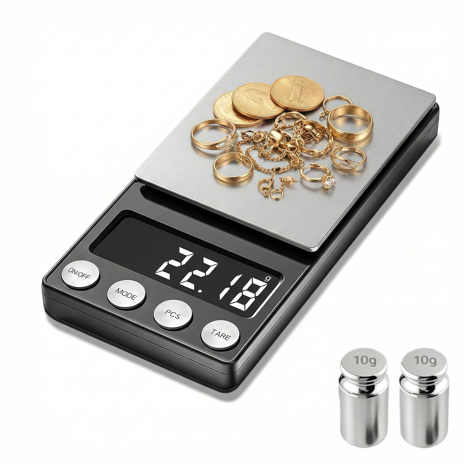 Digital Coin Scale 0.01g Accuracy, 500g Capacity Gram Scale for Coin Collectors, Jewelers, Pawn Shops, Home Use and Gold & Silver, Pocket Size Electronic Smart Scale with Calibration Weight