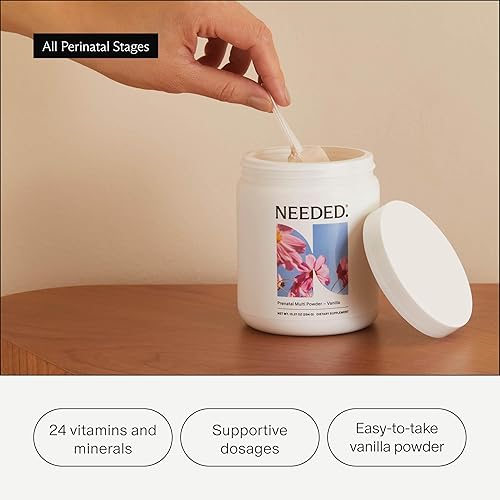 Miniatura 8 de Needed. Paquete multivitamínico prenatal de vainilla en polvo y omega-3  Apoyo nutritivo para el embarazo y el posparto